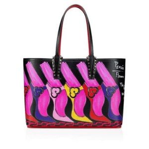 Christian Louboutin Black Tote with Pink, Yellow and Red Accents